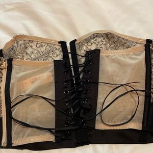 Victoria's Secret Black and Cream Lace Corset